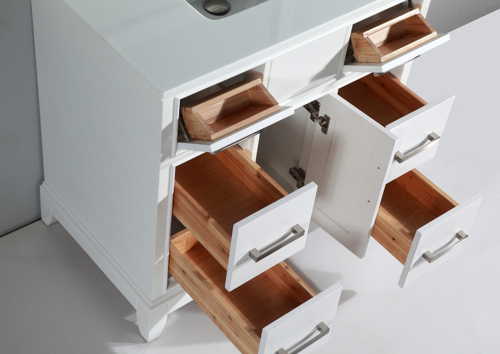 Bathroom Vanity Set With Engineered Marble, White, 36"