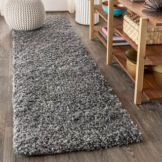Mercer Shag Plush Area Rug, Charcoal, 2 X 8
