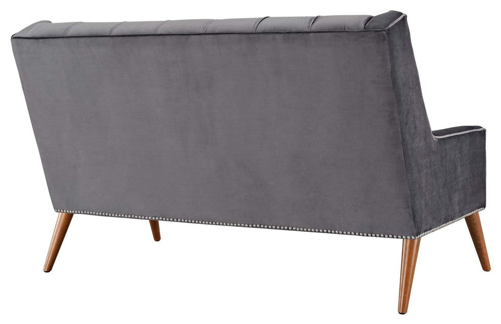 Peruse Velvet Loveseat, Gray