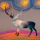 Abstract Deer Art Print, Black Frame, Type A