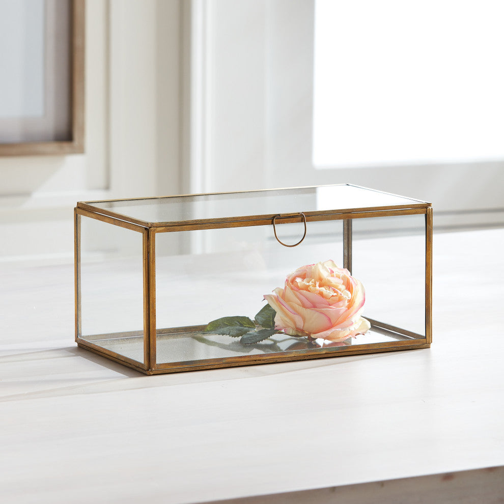 Arwen Rectangular Display Box, Antique Brass, 11x6x5