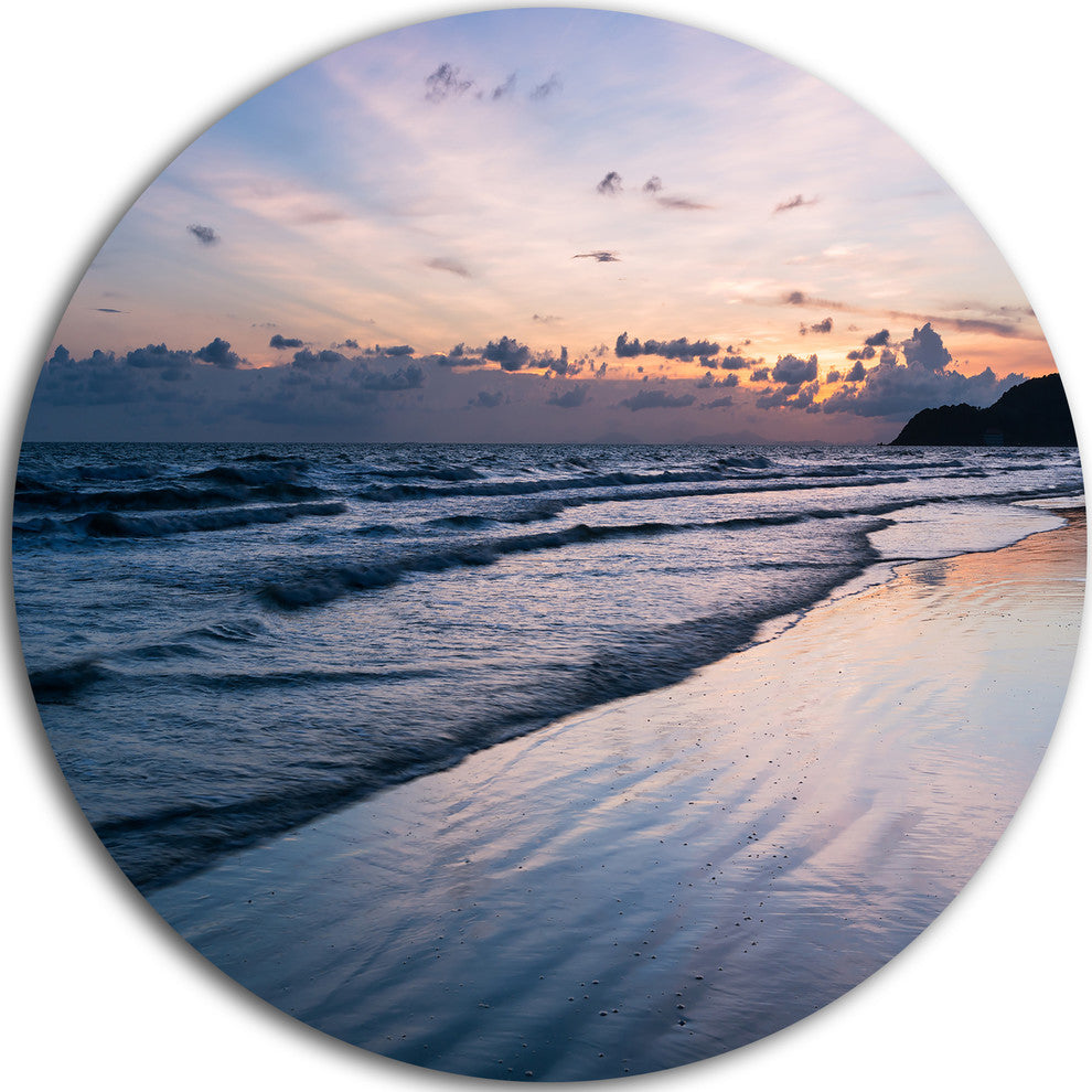 Blue Sunset Sea Waves Thailand, Beach Large Disc Metal Wall Art, 23"