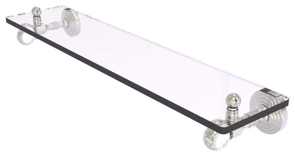 Pacific Grove 16" Glass Shelf with Twisted Accents, Satin Nickel