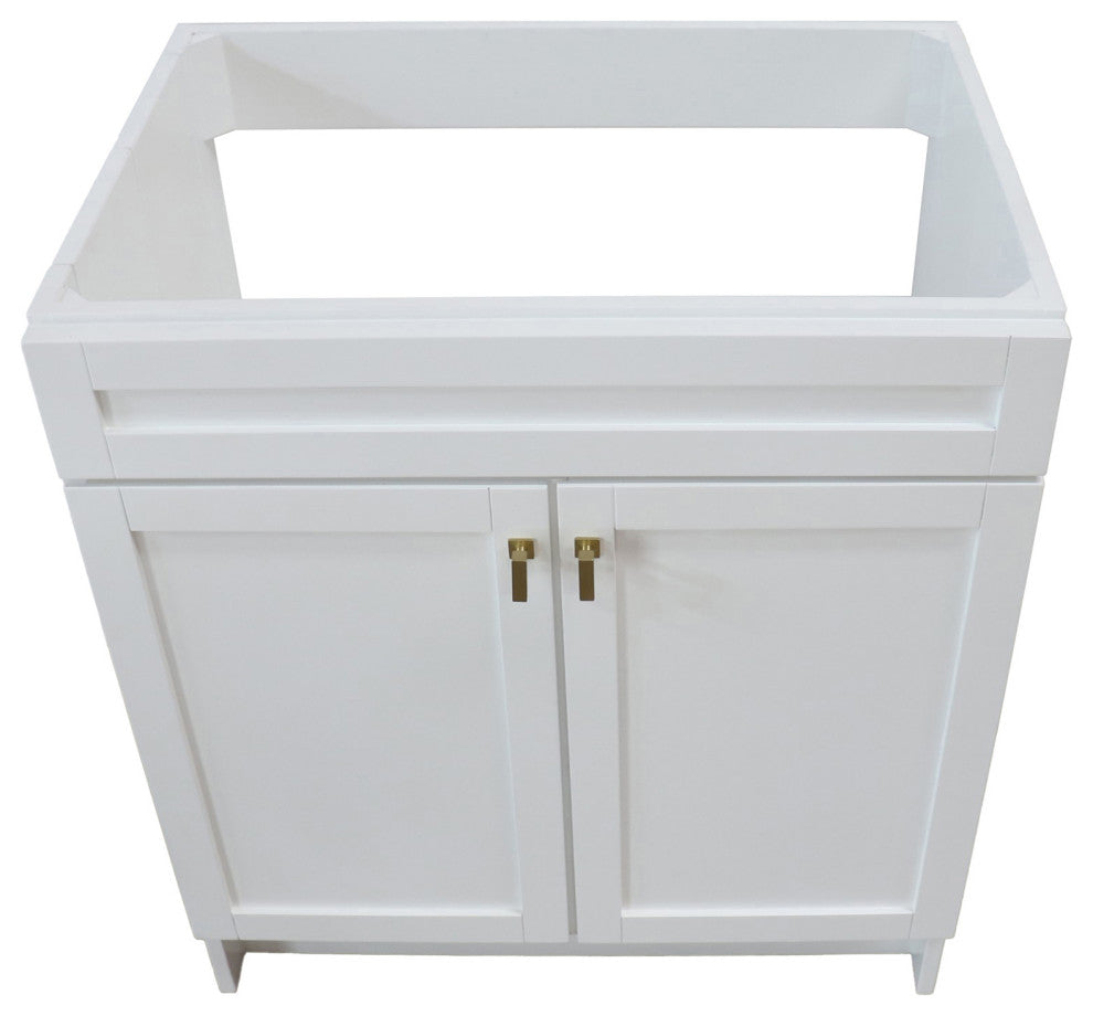 SmartFold 30" Single Sink Vanity Cabinet, White Finish, Gold Hardware