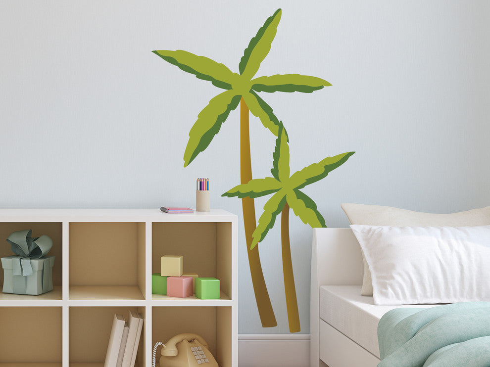 Palm Trees Fabric Wall Decals, Set of 2 Retro Palm Trees
