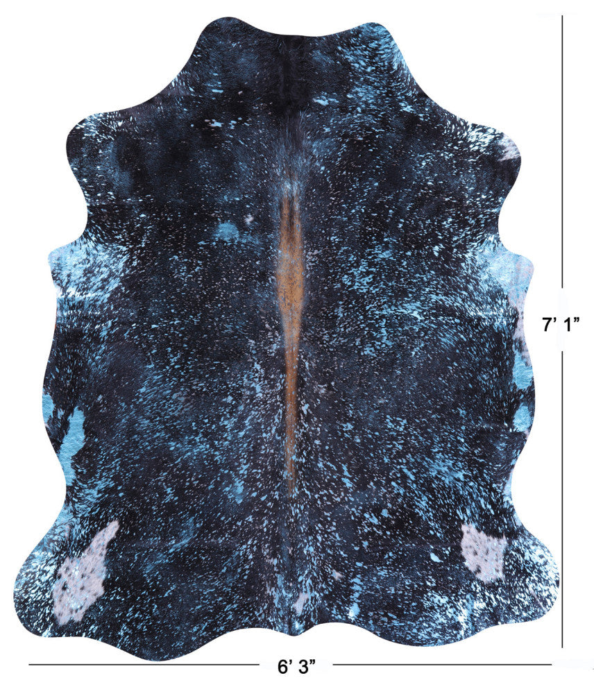 Blue Metallic Cowhide Rug 7' 1" X 6' 3" C2122