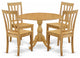 5 Pc Dining Set, Oak Dropleaf Table, 4 Oak Wooden Chairs, Oak Finish