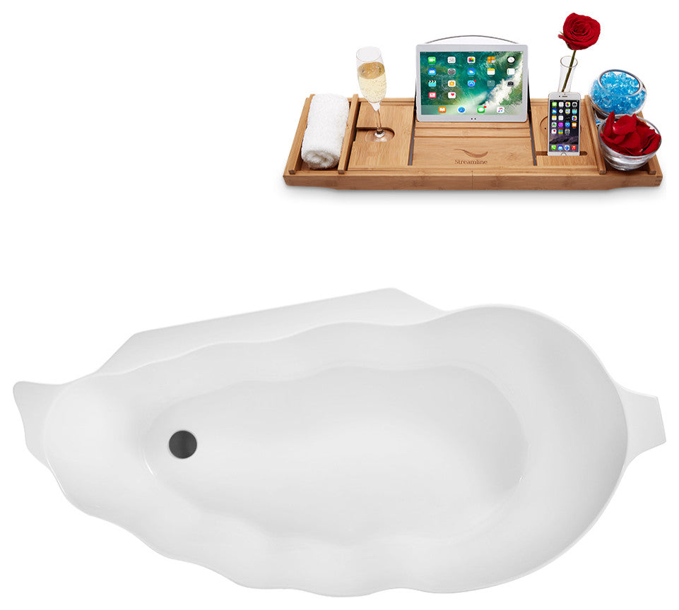 59" Streamline Freestanding Tub and Tray With Internal Drain
