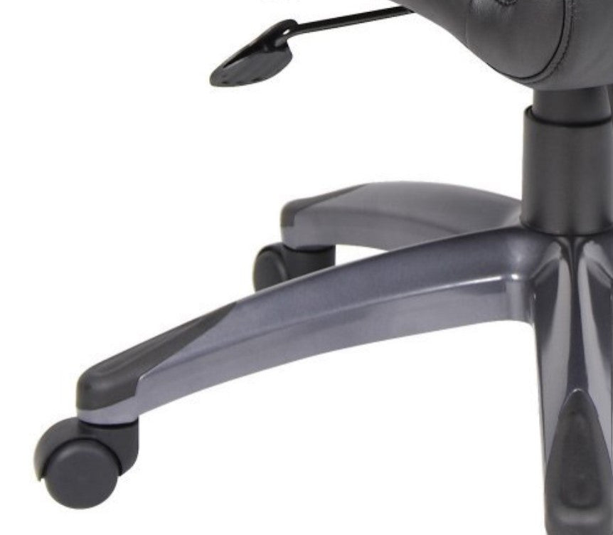 Modern Office Chair, Double Layered Pillowed Faux Leather Seat & Backrest, Black