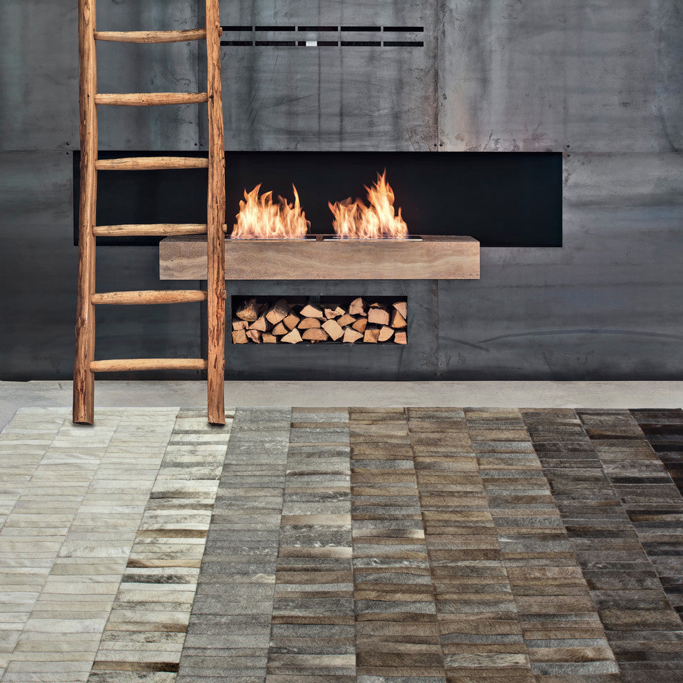 Cowhide Patchwork Rug, Adonis, Ombre Mink, 10'x14'