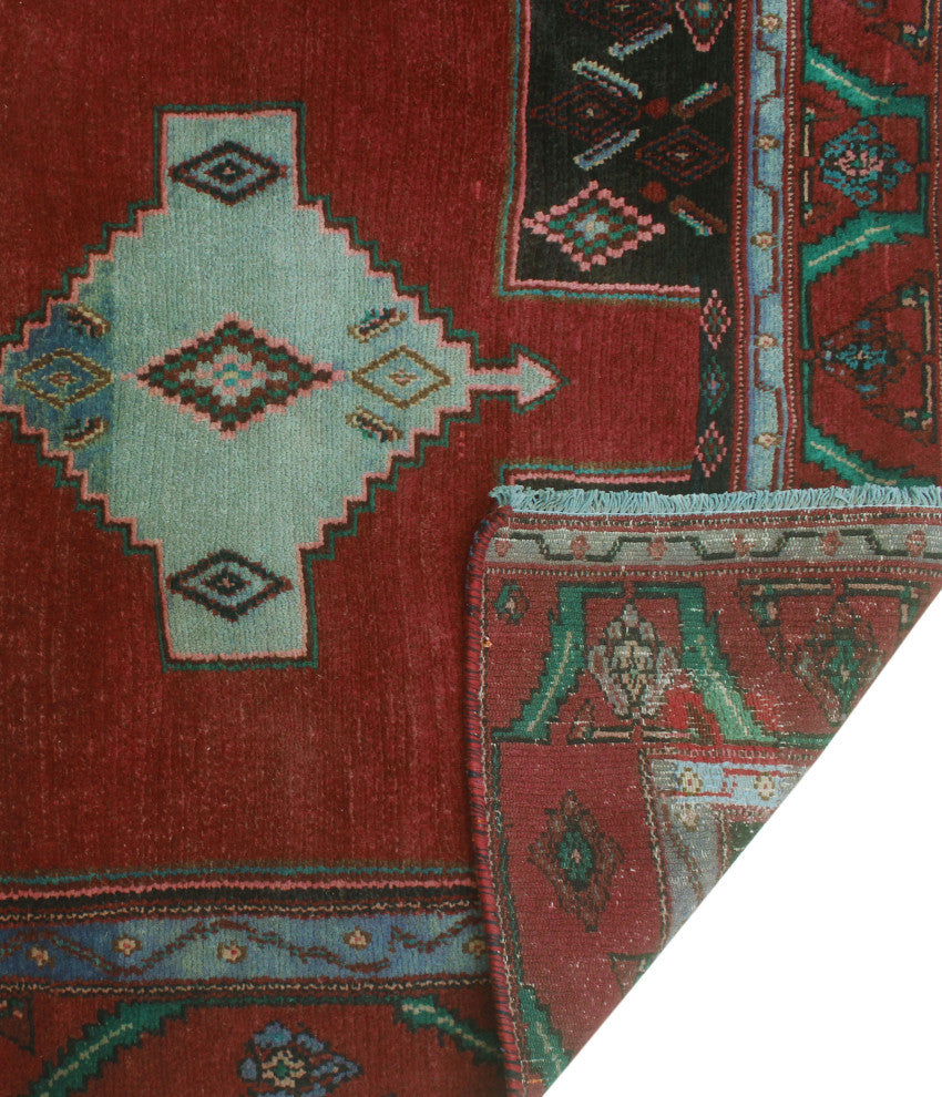 Semi-Antique Dorothea Charcoal/Burgundy Runner, 3'2x9'2