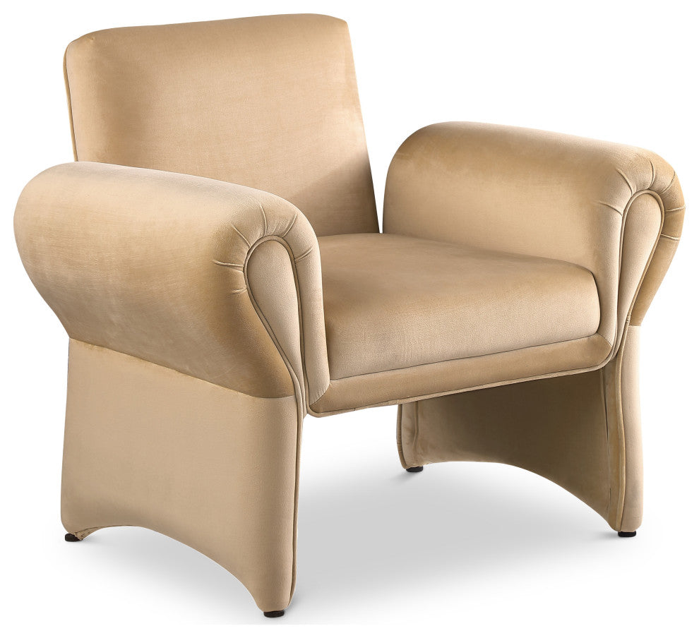 Fleurette Velvet Accent Chair, Camel