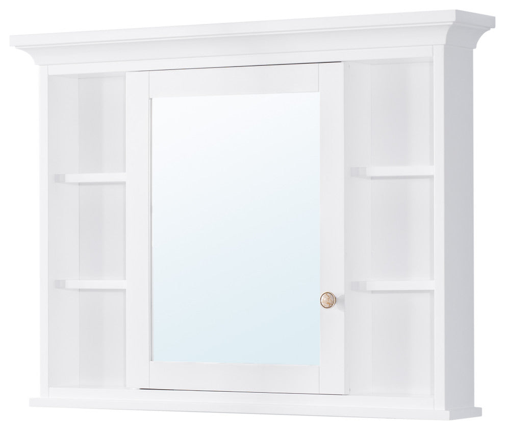 Handmade Solid Wood Medicine Cabinet with Ample Storage Space in White, 40"x30" Left Open Single Door