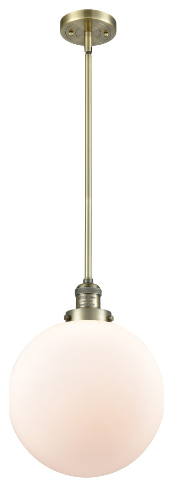 Beacon Mini Pendant, Antique Brass, Matte White