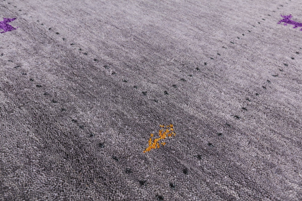 7' Square Hand Knotted Persian Gabbeh Wool Rug Q4359