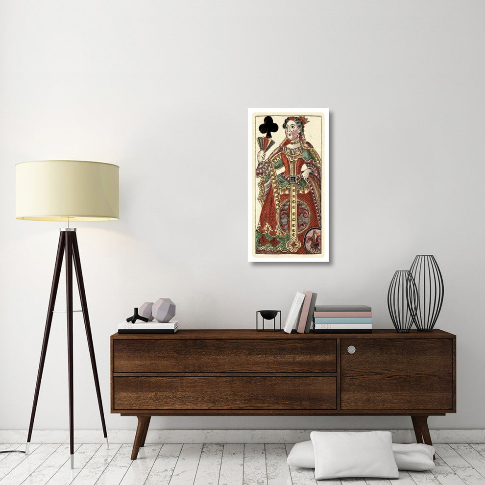 "Queen of Clubs (Bauern Hochzeit Deck)" Paper Art, 20"x38"