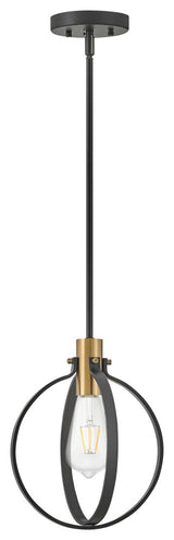 Lark Cirque 10" Single Orb Pendant, Black + Lacquered Brass