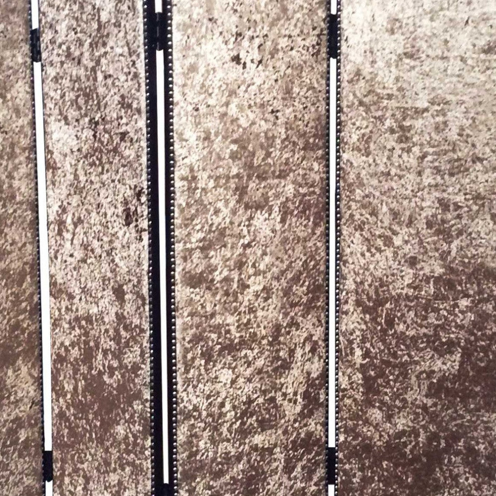 HomeRoots 1" x 84" x 84" Bronze Wood and Fabric Screen