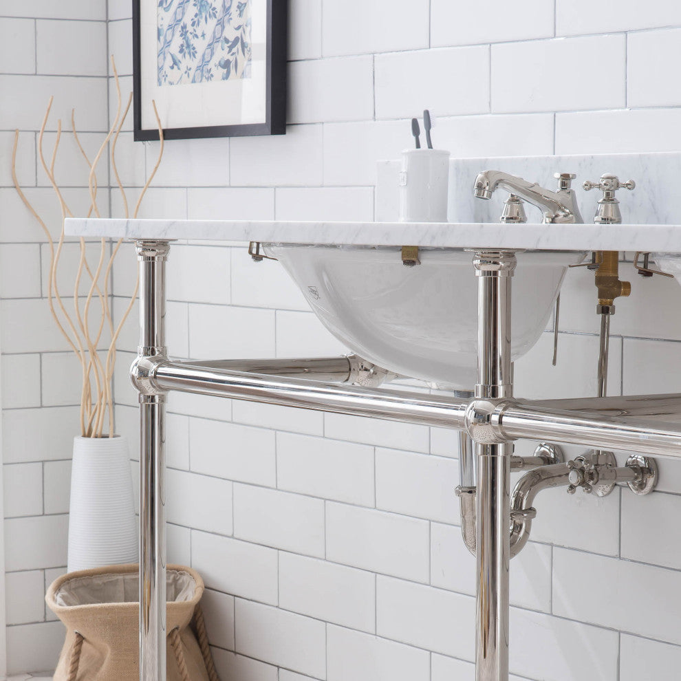 Embassy 72" Wide Double Wash Stand, P-Trap, Countertop With Basin