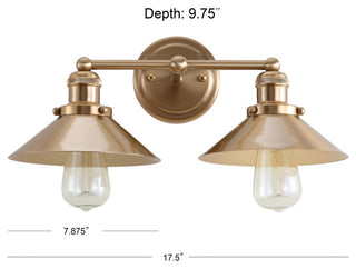 June Metal Shade Sconce, Brass Gold, 2-Light