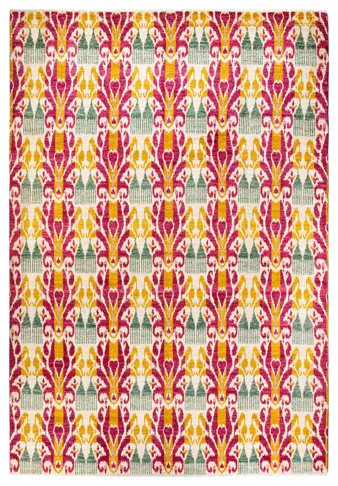 Modern, One-of-a-Kind Hand-Knotted Area Rug  - Ivory, 9' 10 x 14' 5