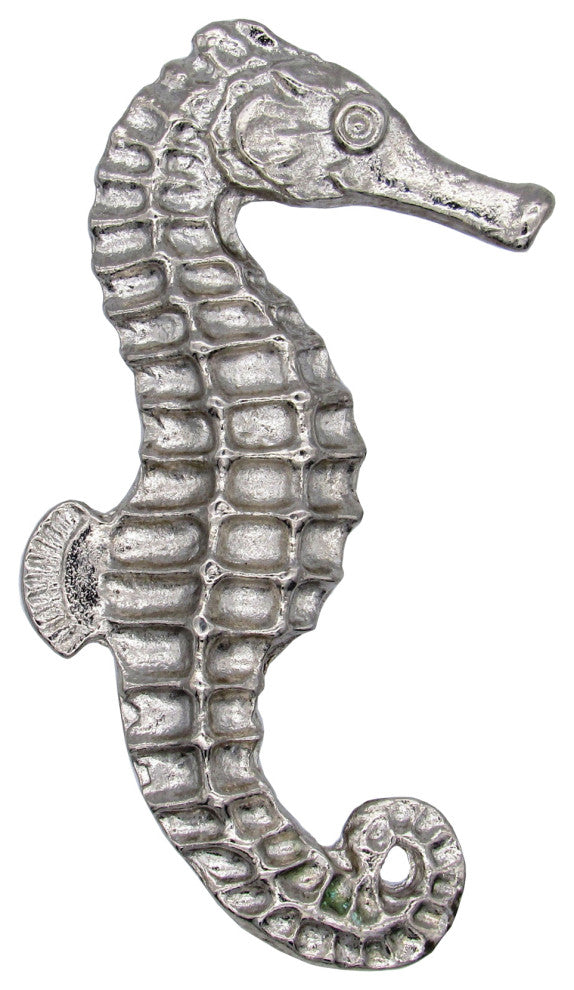 Seahorse Right Facing Cabinet Knob, Large, Nickel
