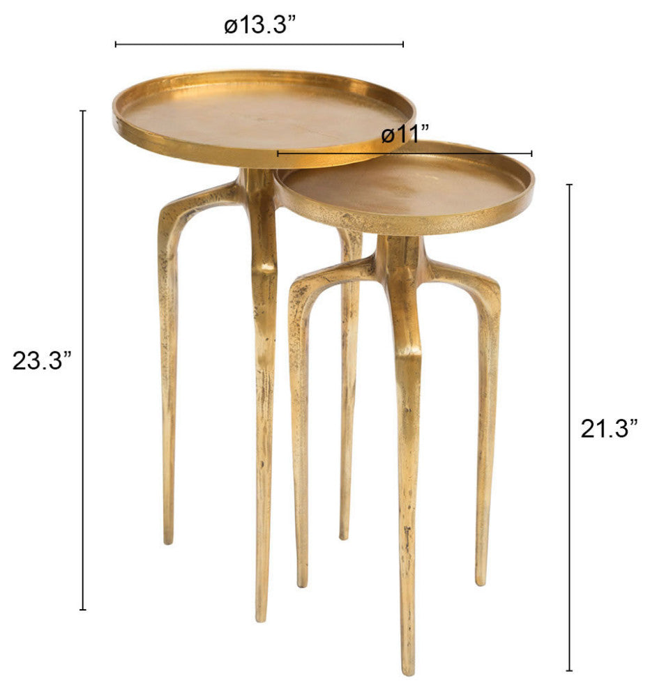 Set of 2 Como Accent Tables Antique Gold