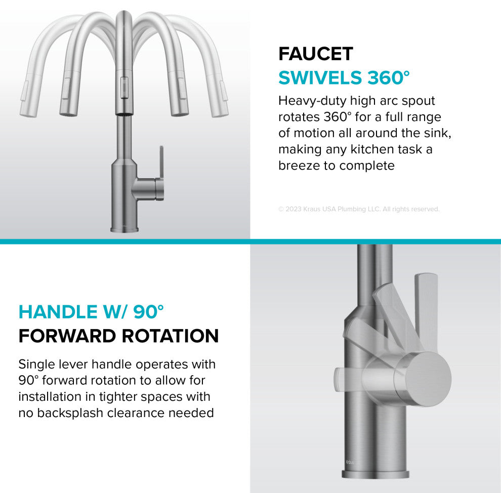 Oletto Touchless Sensor Pulldown Single Handle Kitchen Faucet, Brushed Brass