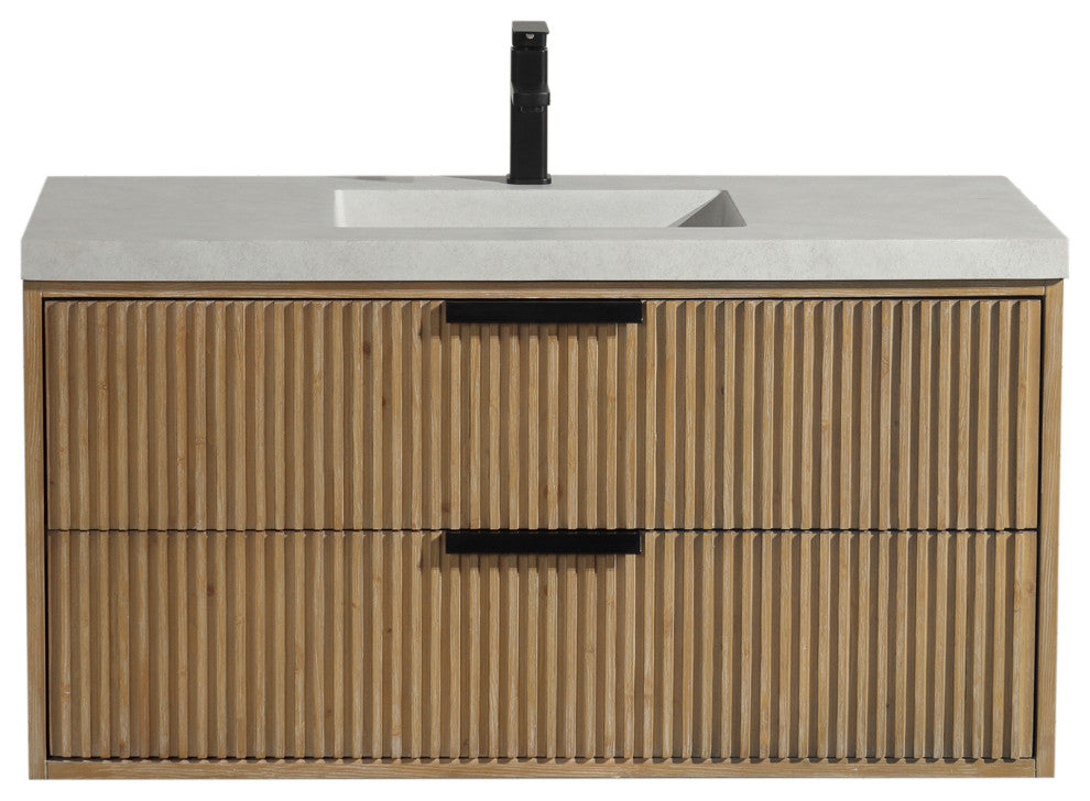 Ari Kitchen and Bath San Diego Bath Vanity, Weathered Fir, 42", Floating