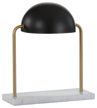 Porter 13.5" Dome Lamp With Marble Base, Brass Gold and Black
