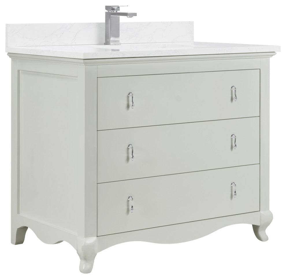 Legion Furniture WS2512 Series Bathroom Sink Vanity, Silver Strand, 42", Artificial Stone Top, Single Sink