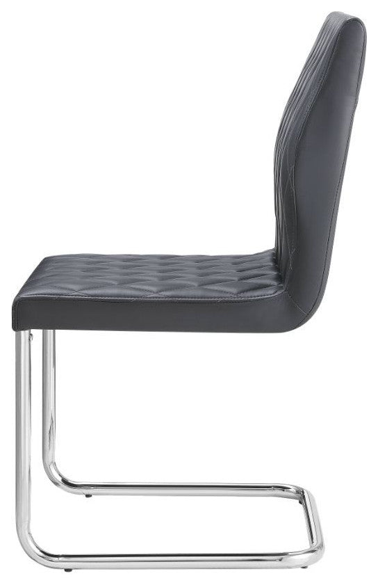Set of 2 Gray PU Side Chair, Chrome Finish