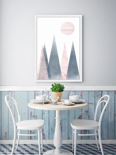 "Striped Moon" Framed Painting Print, 12"x18"
