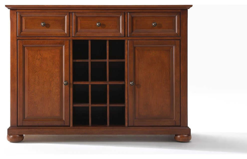 Alexandria Buffet Server / Sideboard Cabinet, Wine Storage, Classic Cherry