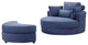 Modern Grey Sofa with a Storage and a Big Round Linen Fabric Chair for Lounge, Blue