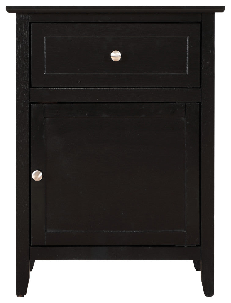 Izzy 1-Drawer, 1-Door Nightstand, Cherry, Black