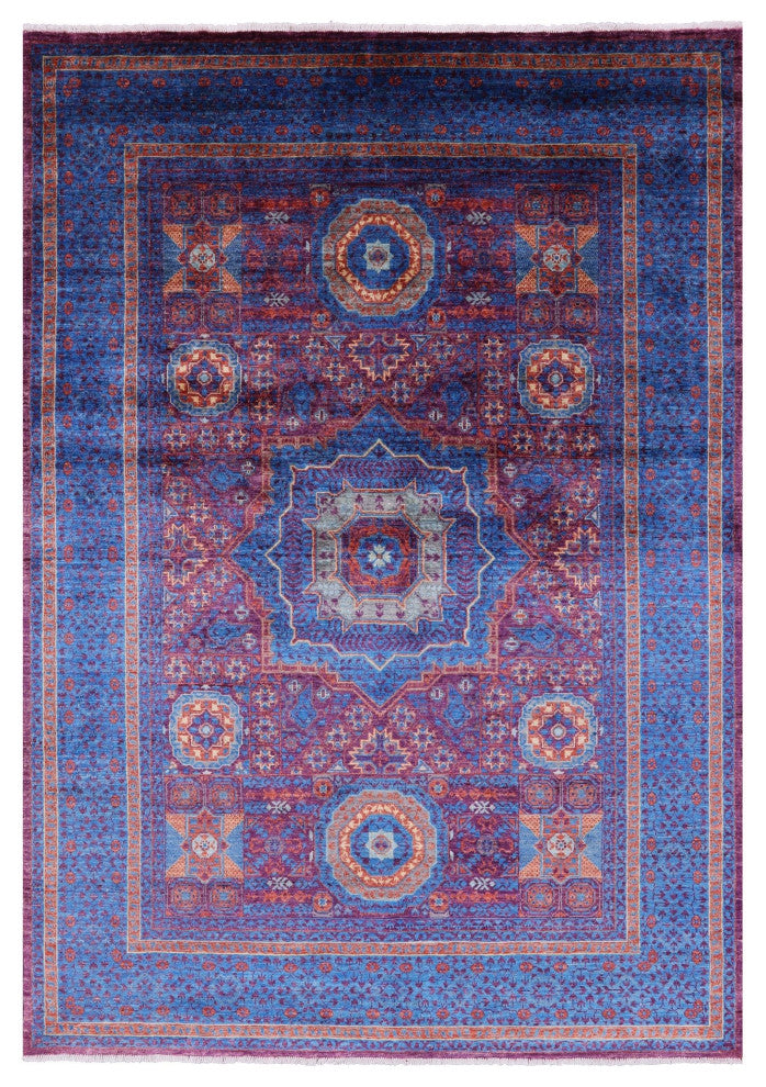 5' 8" X 8' 1" Mamluk Geometric Hand Knotted Wool Rug - Q12257