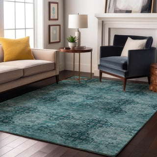 Premium Machine Washable Mayfield AMF557 Teal 10' x 14' Rug
