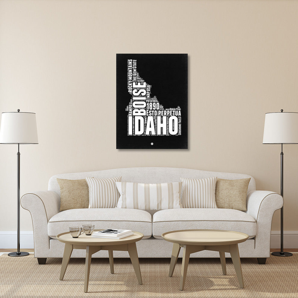 "Idaho Black and White Map" Fine Art Print