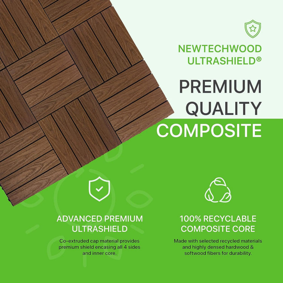 1'x1' Quick Deck Outdoor Composite Deck Tile, Brazilian Ipe