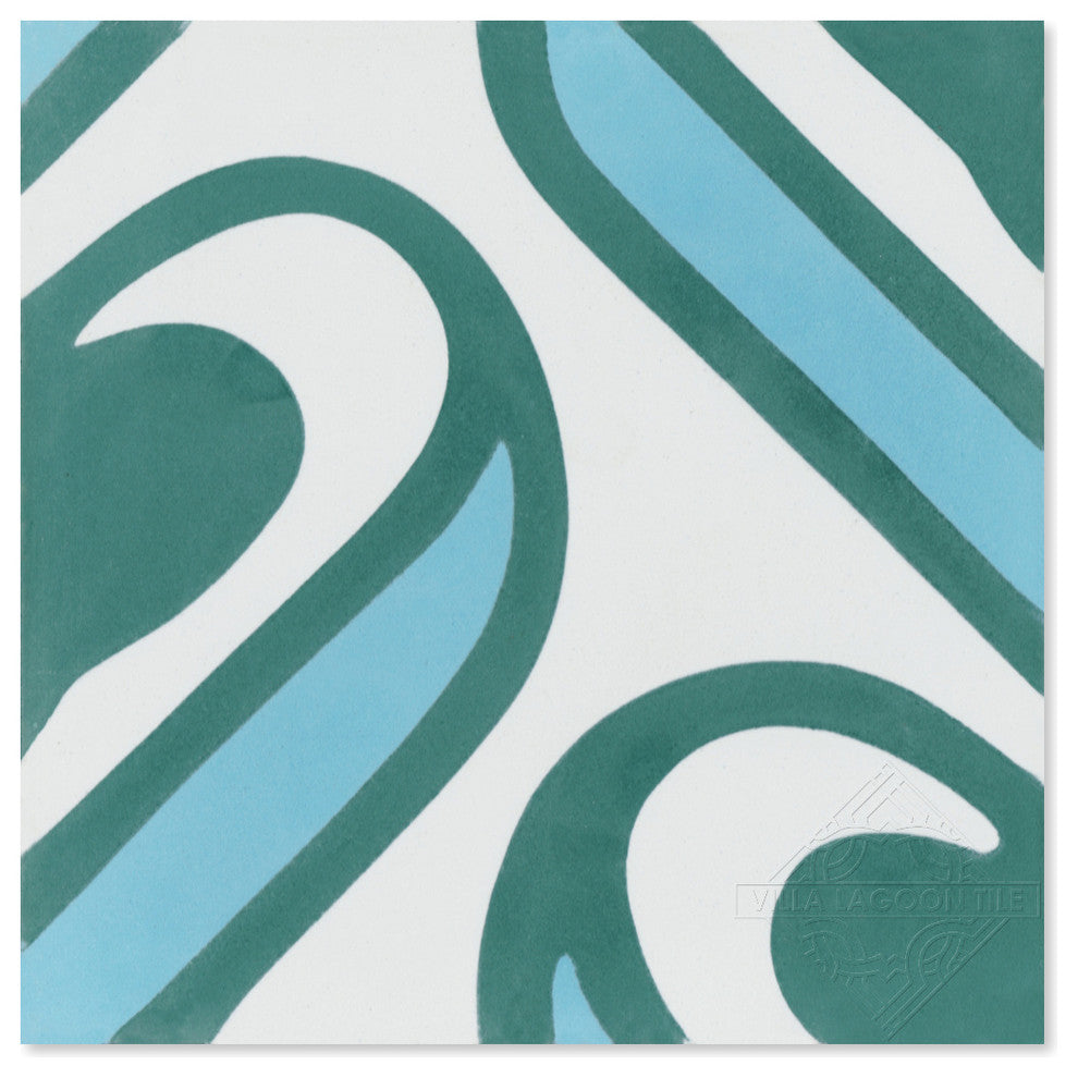 8"x8" Surf Aqua Handcrafted Cement Tile, Set of 16