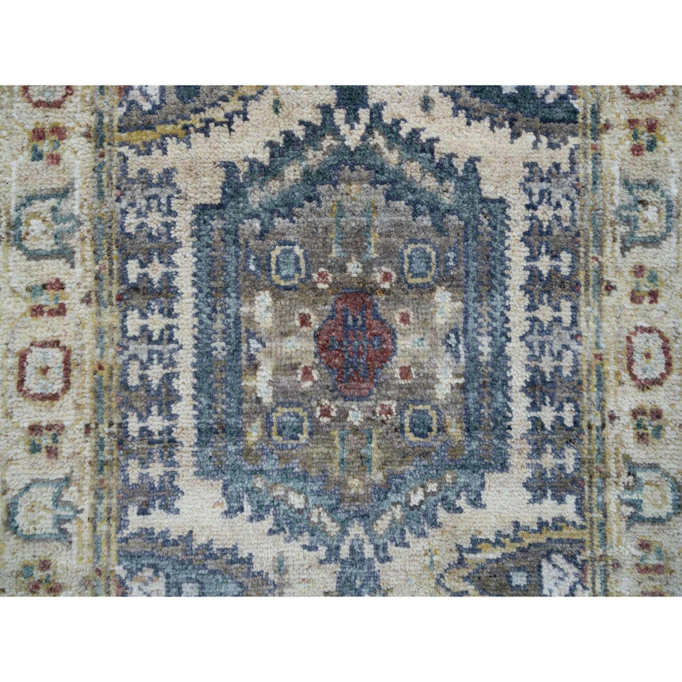 Ivory Hand Knotted Reimagined Viss Design Runner Oriental Rug, 2'6"x9'10"