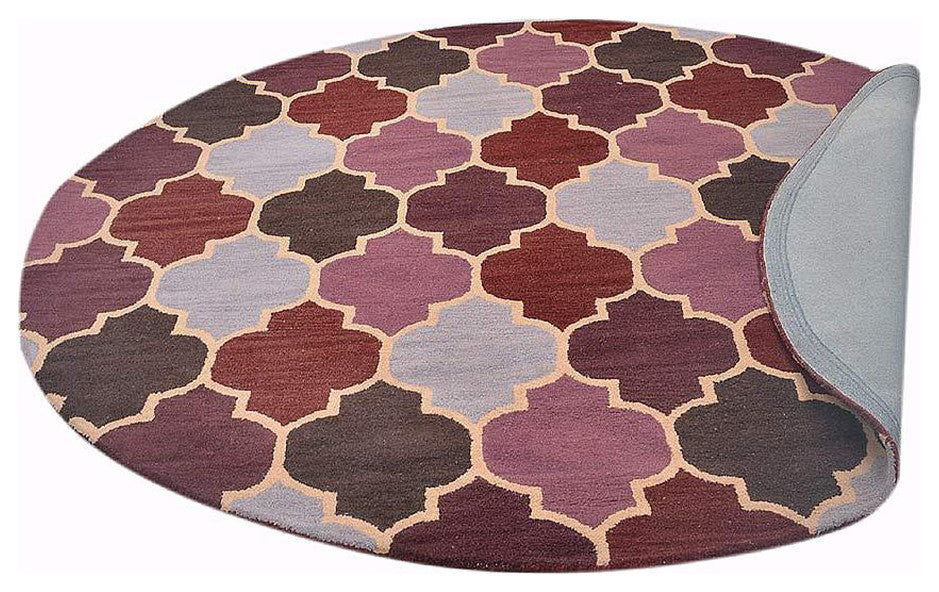 HAND TUFTED WOOL ECO-FRIENDLY AREA RUGS - Round,Multicolor,Geometric