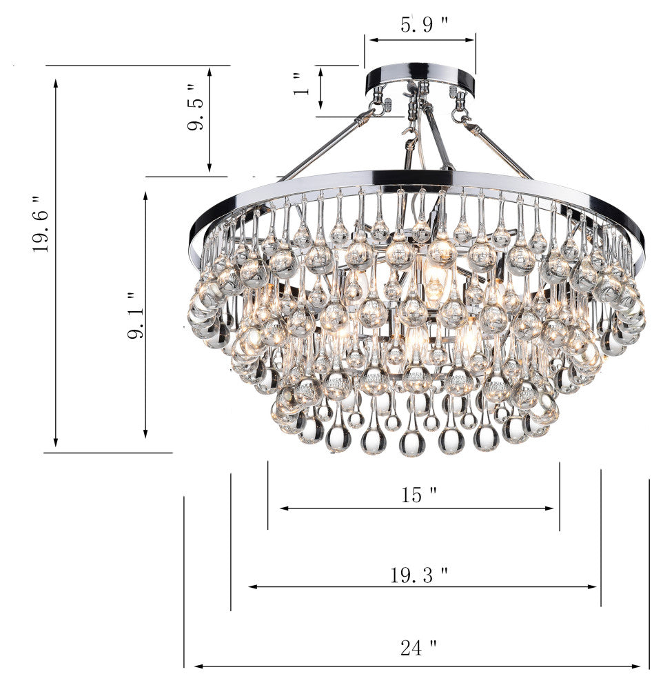 Arosa 9-Light Chrome Semi Flush Mount