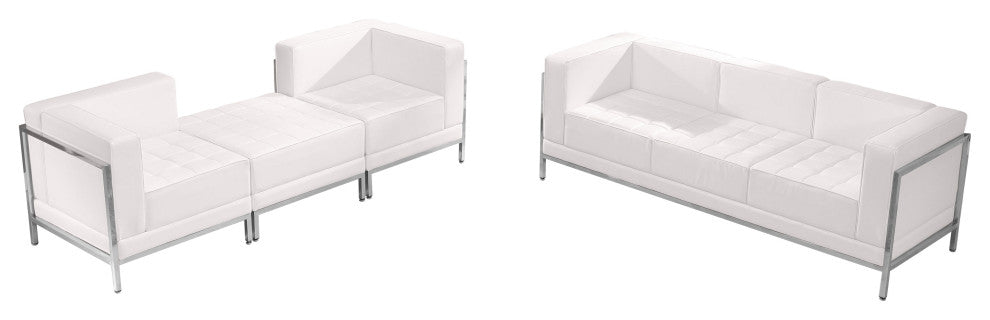 Imagination Series Melrose White LeatherSoft Sofa & Lounge Chair Set, 4 Pieces