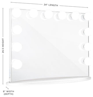Hollywood Glow Plus Vanity Mirror, Glossy White, Frosted Bulbs, Non-Bluetooth