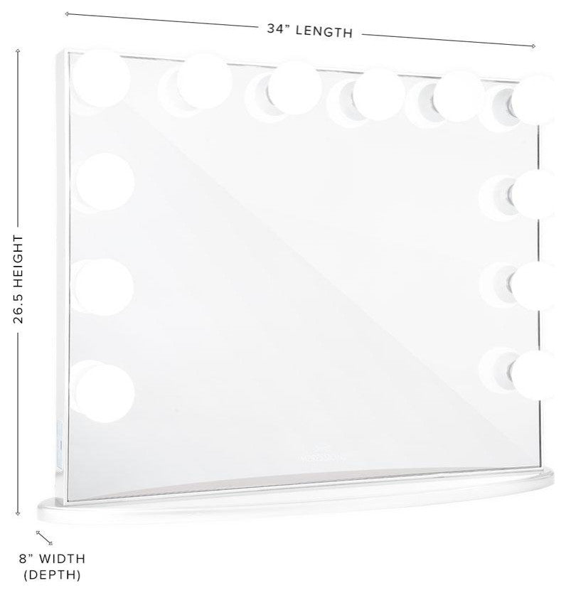 Hollywood Glow Plus Vanity Mirror, Glossy White, Frosted Bulbs, Non-Bluetooth