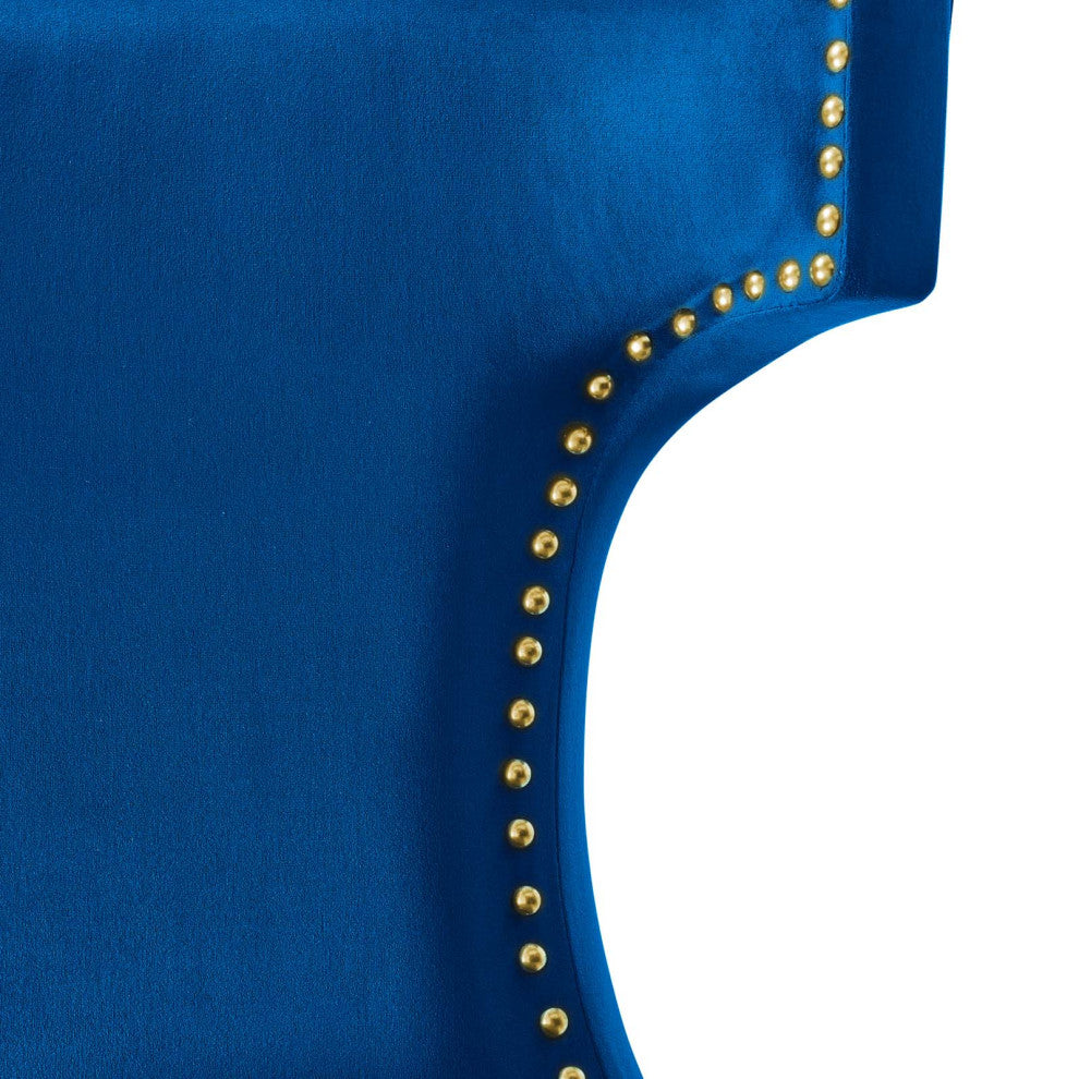 Dining Chair, Nailhead, Set of 2, Blue Navy, Velvet, Modern, Bistro Hospitality