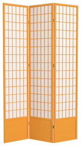 7' Tall Window Pane Shoji Screen, Honey, 3 Panels