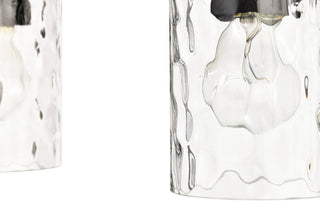 3-Light 21 in. Matte Black Vanity Light With Hammered Clear Glass Shades